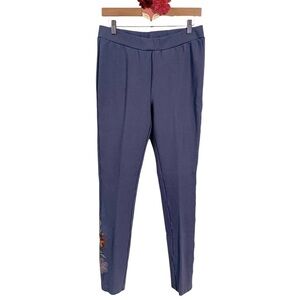 Standard Grace leggings embroidered flowers dusty blue ponte knit pants medium